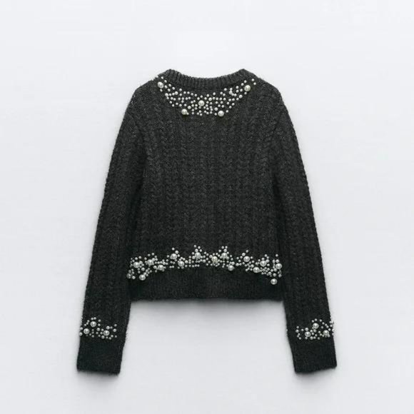 ZARA PEARL KNIT CARDIGAN - Picture 4 of 6